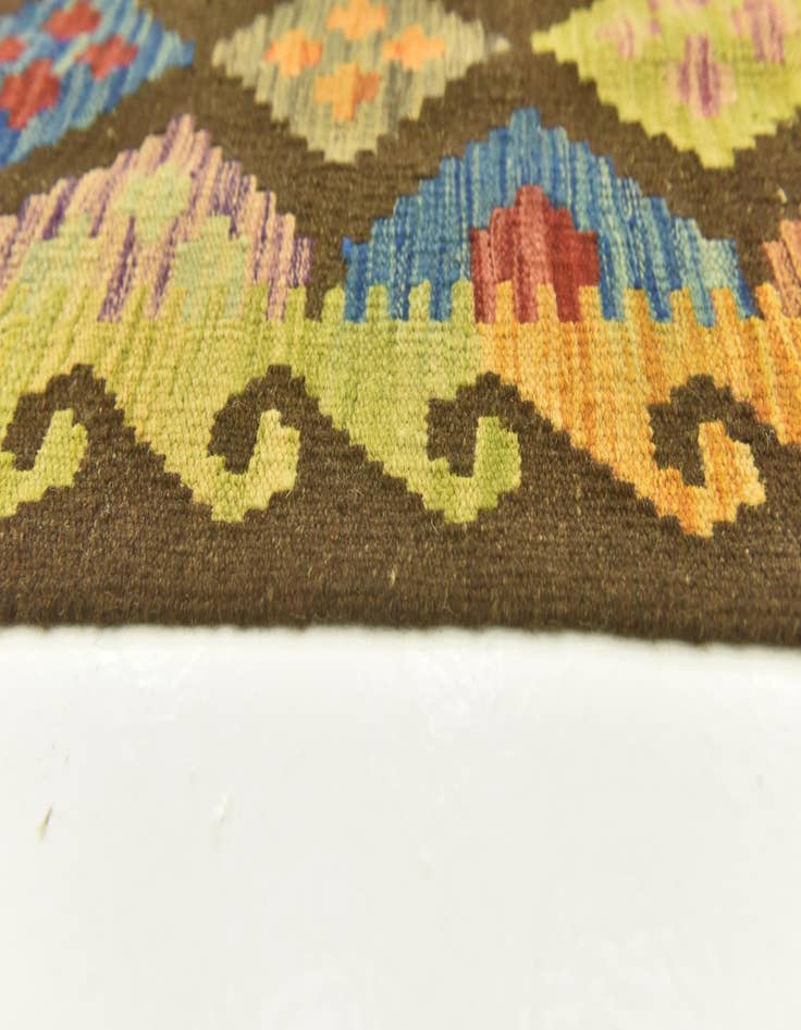 Detail image of 3' 5 x 5'  Hand Woven Kilim Maymana Wool Rug