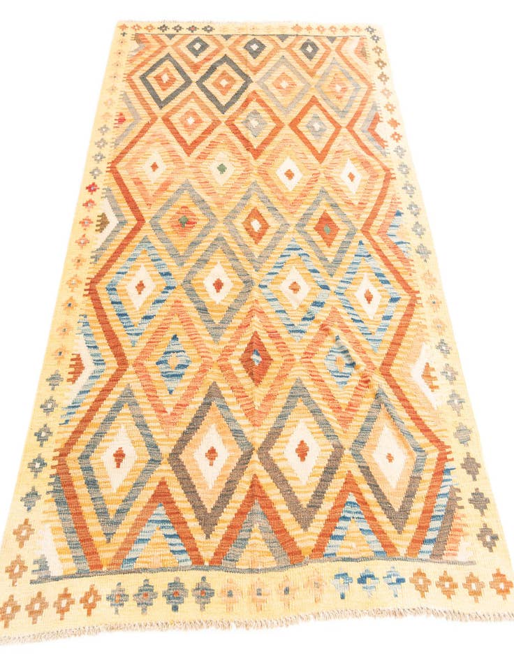 Detail image of 4' 9 x 6' 4 Hand Woven Kilim Maymana Wool Rug