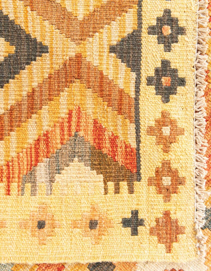 Detail image of 4' 9 x 6' 4 Hand Woven Kilim Maymana Wool Rug