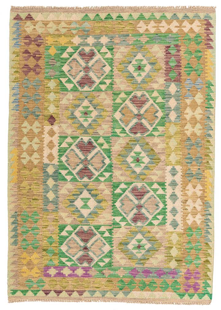 3' 9 x 5' 9 Hand Woven Kilim Maymana Wool Rug