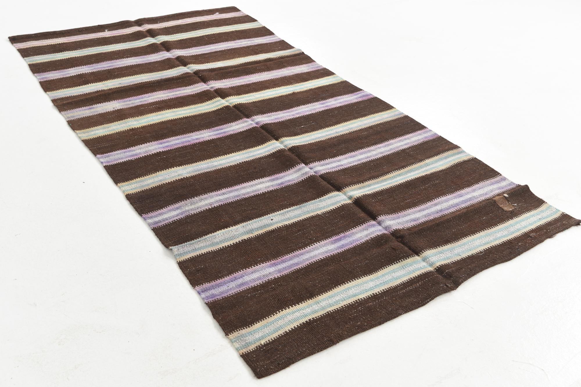 4' 1 x 7' 8 Hand Woven Kilim Maymana Wool Rug