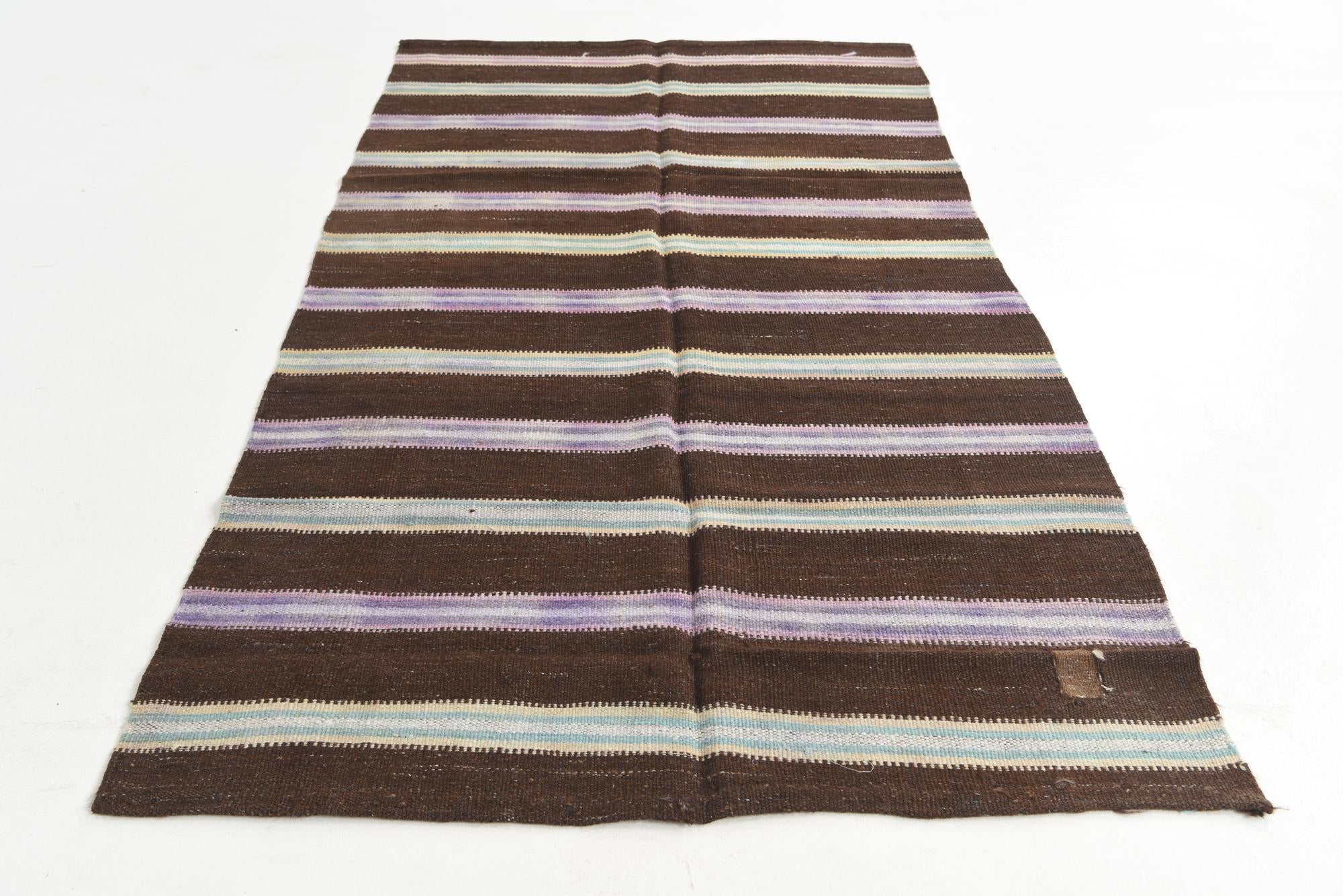 4' 1 x 7' 8 Hand Woven Kilim Maymana Wool Rug