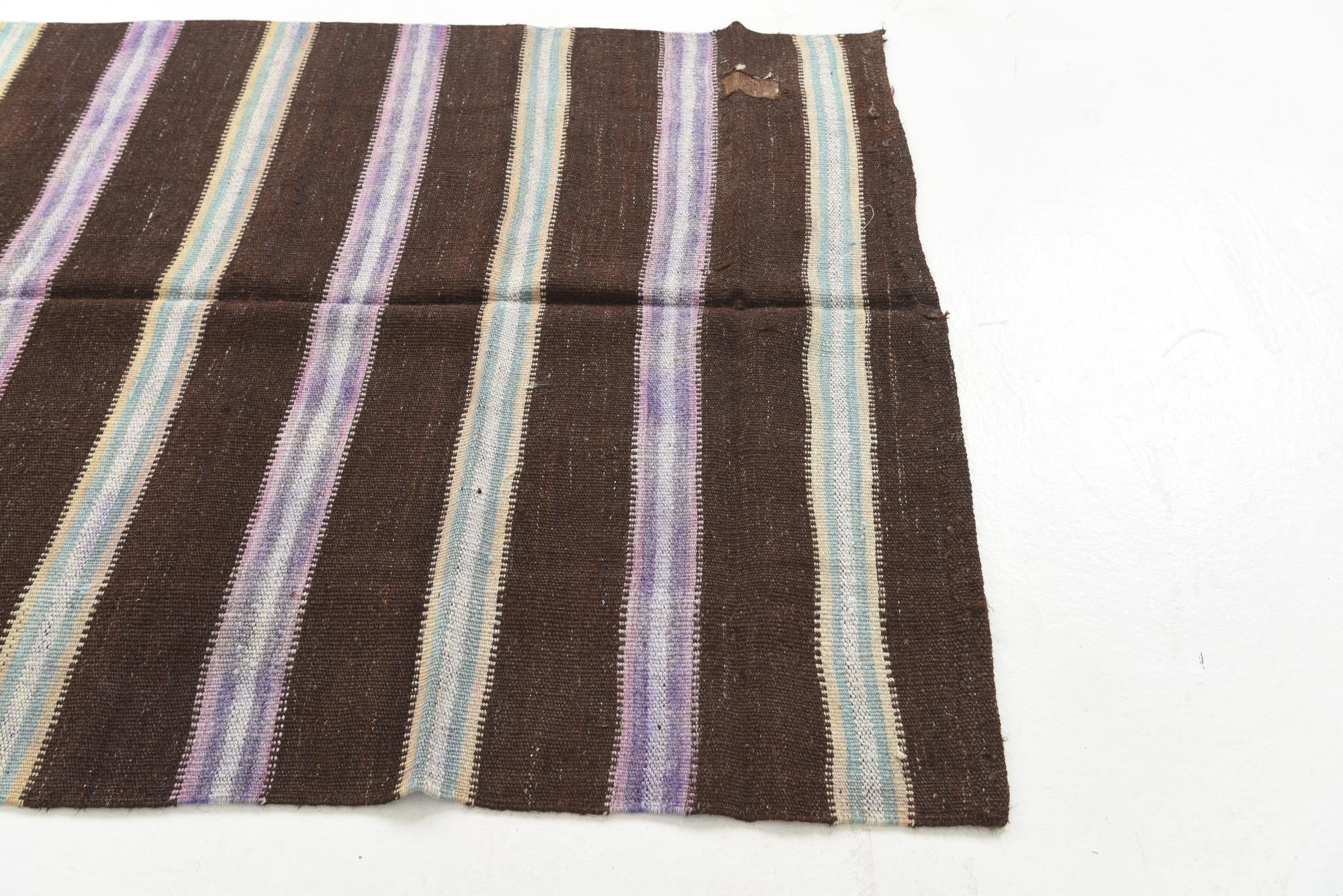 4' 1 x 7' 8 Hand Woven Kilim Maymana Wool Rug