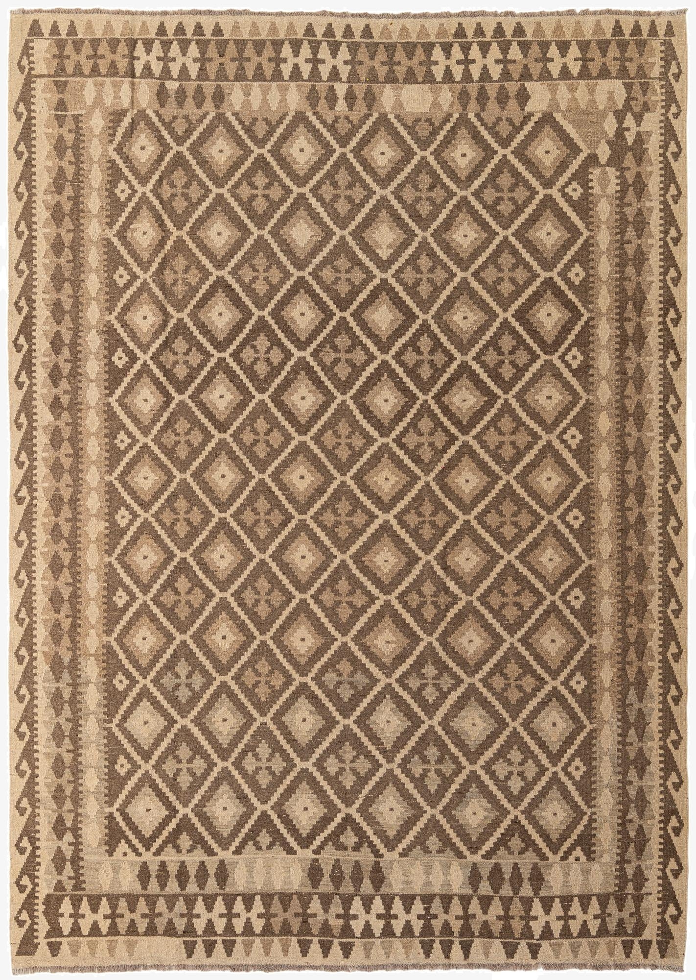 6' 11 x 9' 8  Hand Woven Kilim Maymana Wool Rug