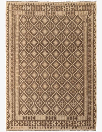 6' 11 x 9' 8 Hand Woven Kilim Maymana Wool Rug
