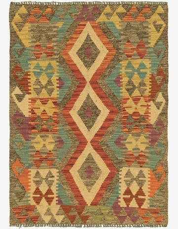2' 9 x 4' Hand Woven Kilim Maymana Wool Rug