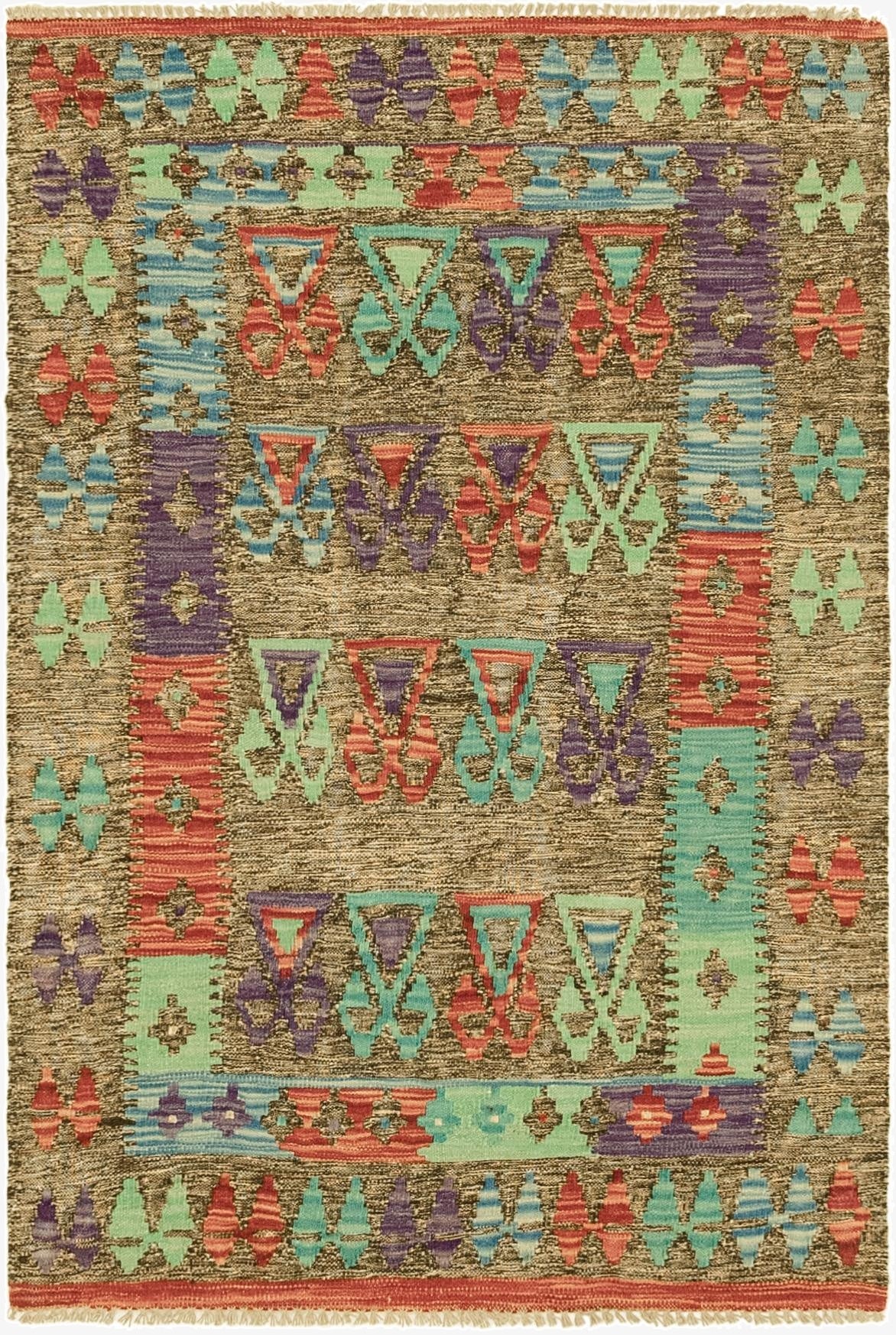 2' 8 x 4' 2  Hand Woven Kilim Maymana Wool Rug