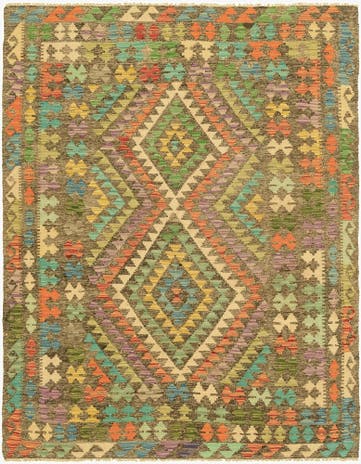 4' 10 x 6' 4 Hand Woven Kilim Maymana Wool Rug