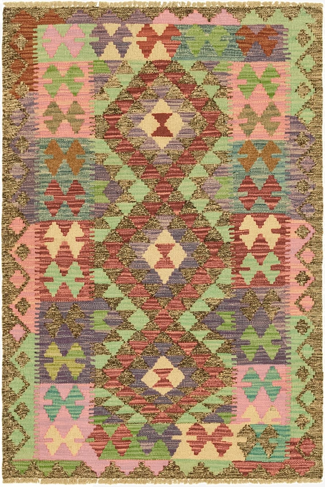 2' 8 x 4'  Hand Woven Kilim Maymana Wool Rug