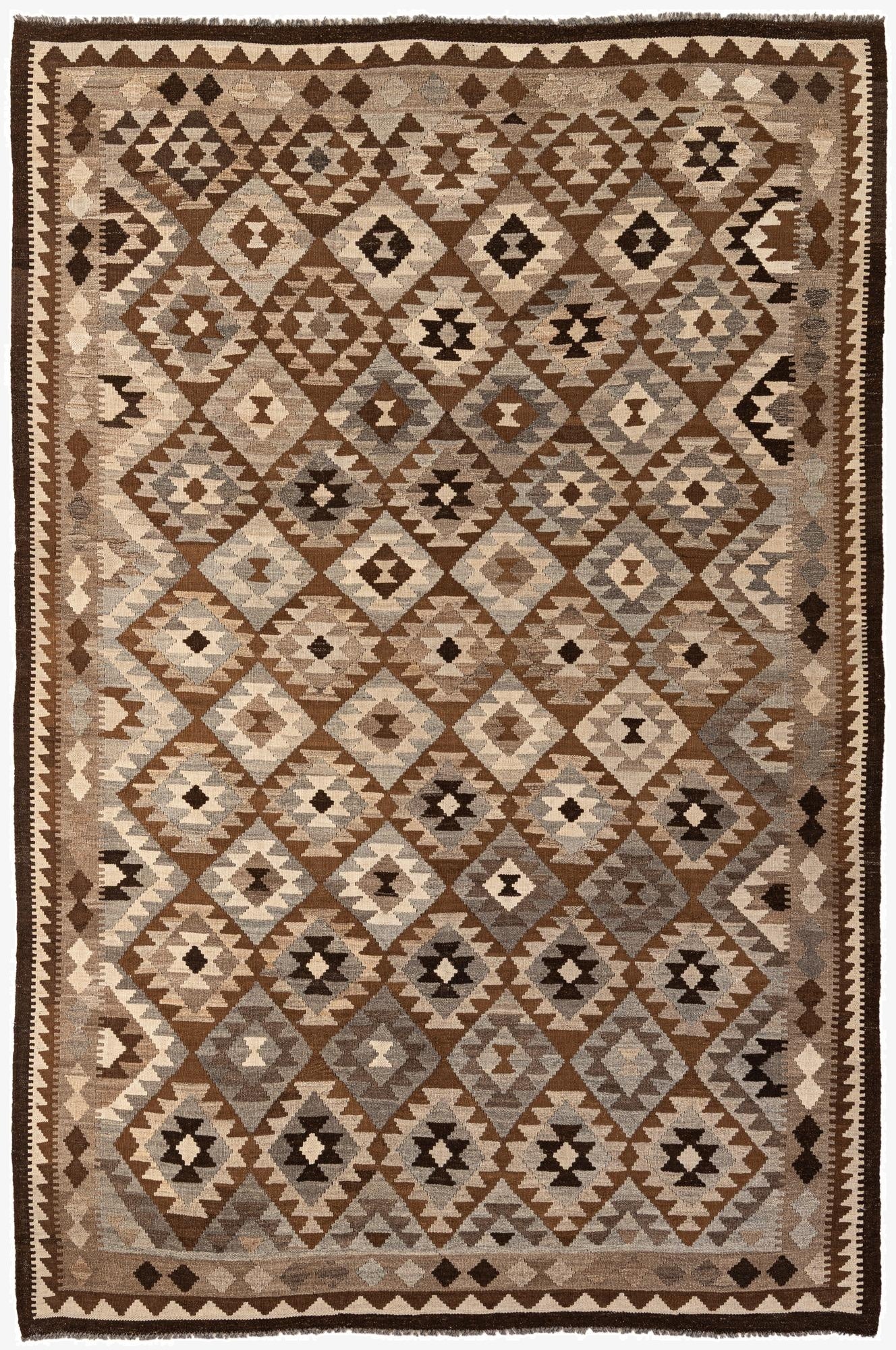 6' 8 x 9' 6  Hand Woven Kilim Maymana Wool Rug