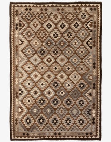 6' 8 x 9' 6 Hand Woven Kilim Maymana Wool Rug
