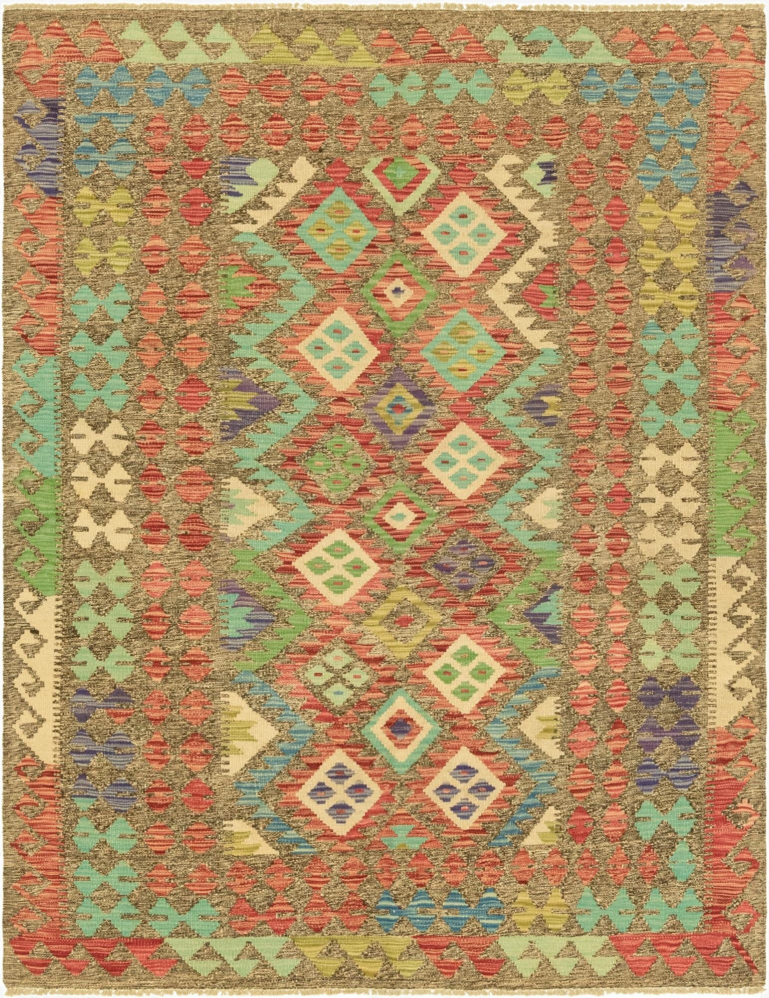 4' 10 x 6' 3  Hand Woven Kilim Maymana Wool Rug