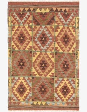 3' 3 x 5' Hand Woven Kilim Maymana Wool Rug