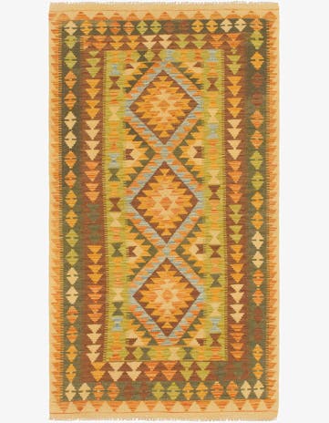 3' 6 x 6' 5 Hand Woven Kilim Maymana Wool Rug