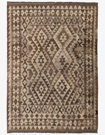 4' 6 x 6' 3 Hand Woven Kilim Maymana Wool Rug