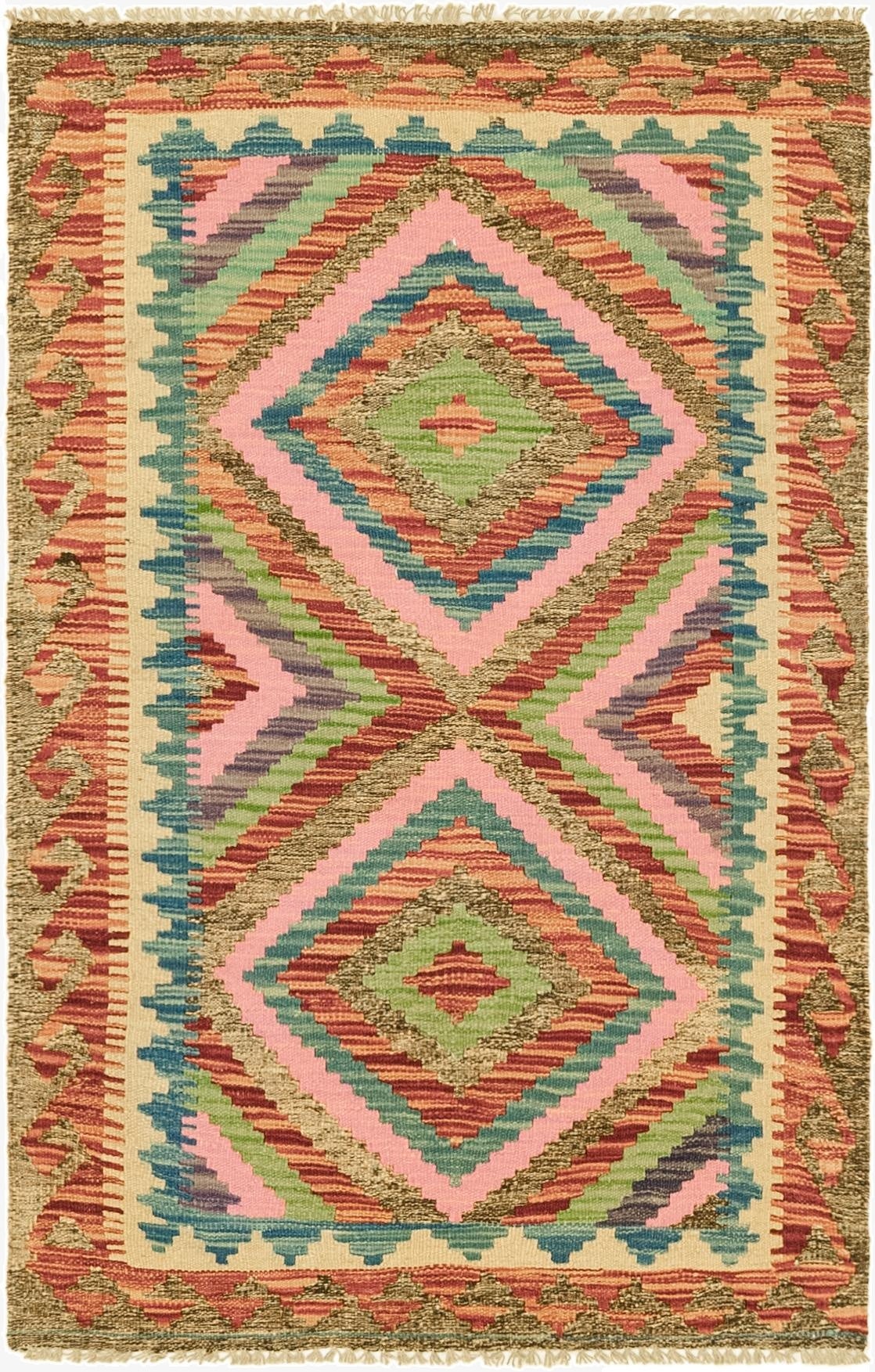 2' 7 x 4' 1  Hand Woven Kilim Maymana Wool Rug