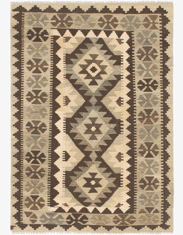 2' 9 x 4' Hand Woven Kilim Maymana Wool Rug