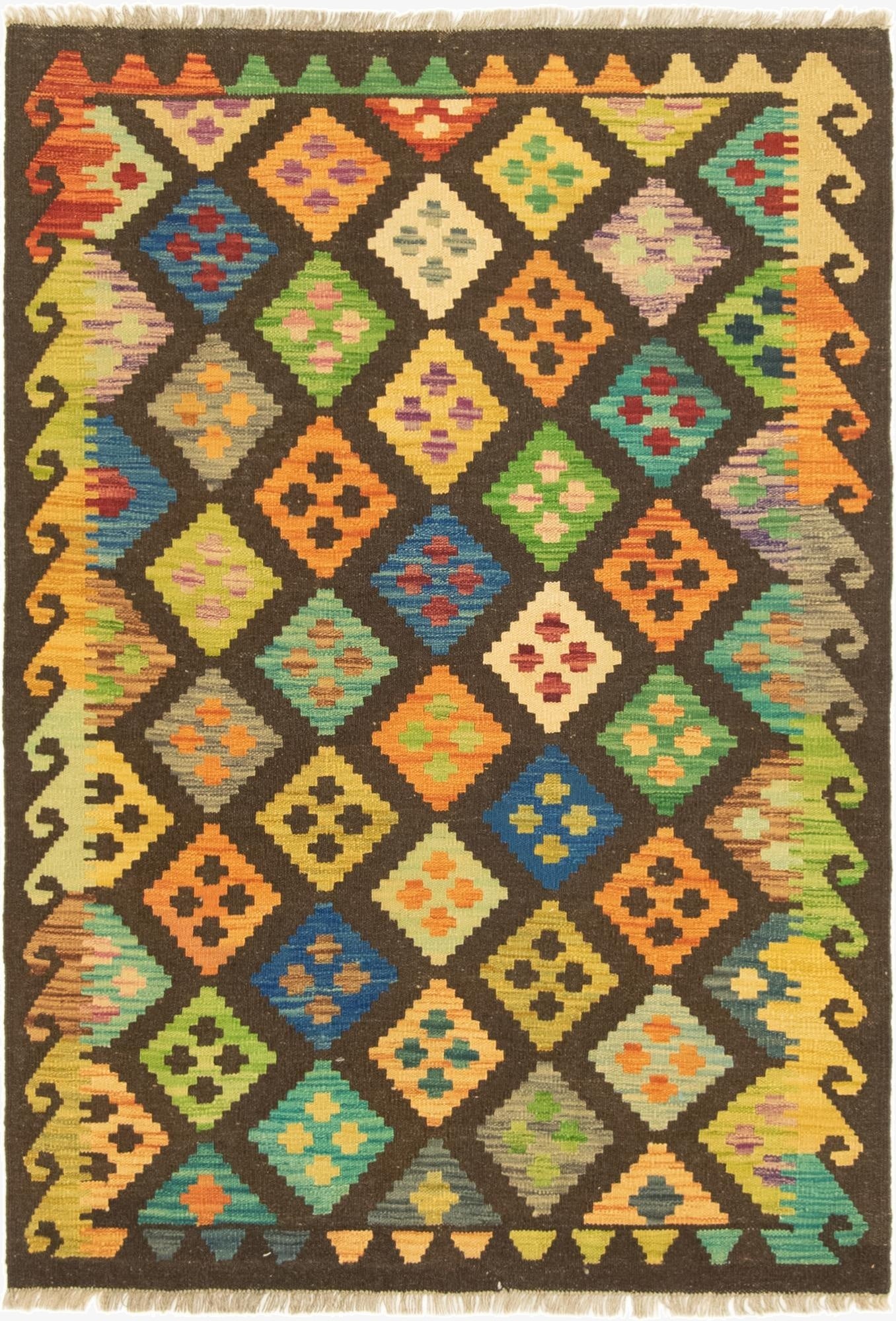 3' 5 x 5'  Hand Woven Kilim Maymana Wool Rug