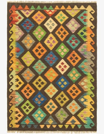 3' 5 x 5' Hand Woven Kilim Maymana Wool Rug