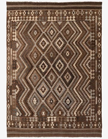 7' x 10' Hand Woven Kilim Maymana Wool Rug
