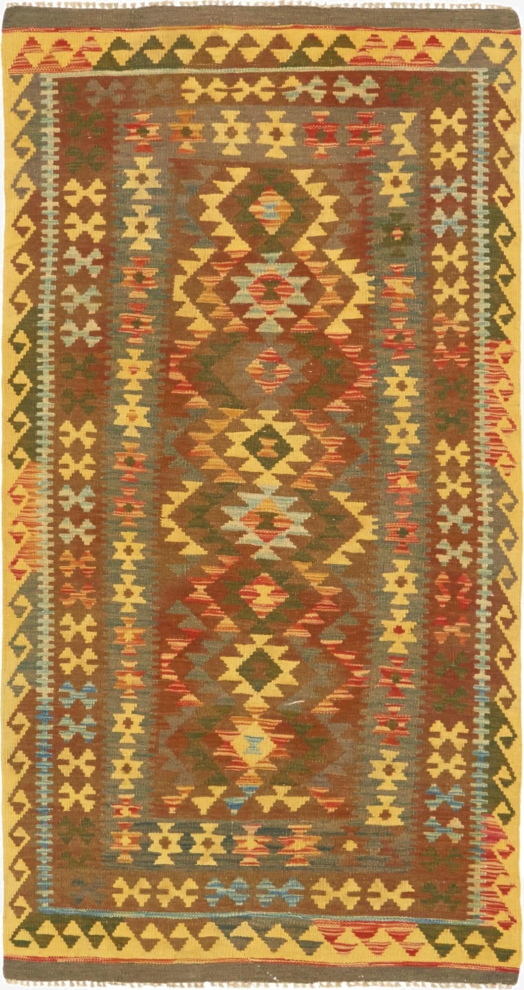 3' 4 x 6' 6  Hand Woven Kilim Maymana Wool Rug