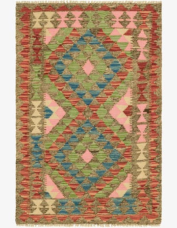 2' 8 x 4' 1 Hand Woven Kilim Maymana Wool Rug