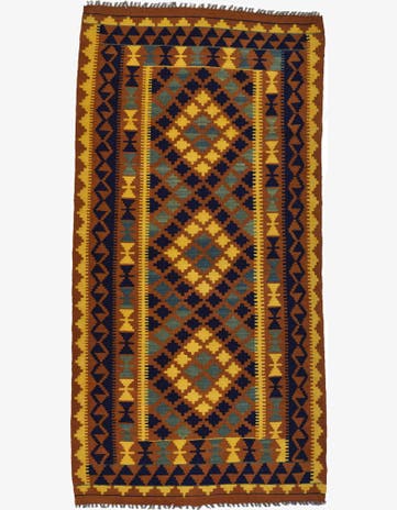 3' 3 x 6' 4 Hand Woven Kilim Maymana Wool Rug