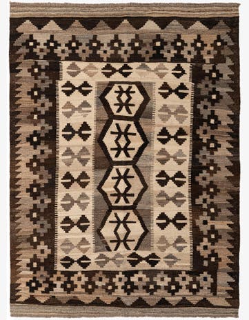 5' x 6' 9 Hand Woven Kilim Maymana Wool Rug