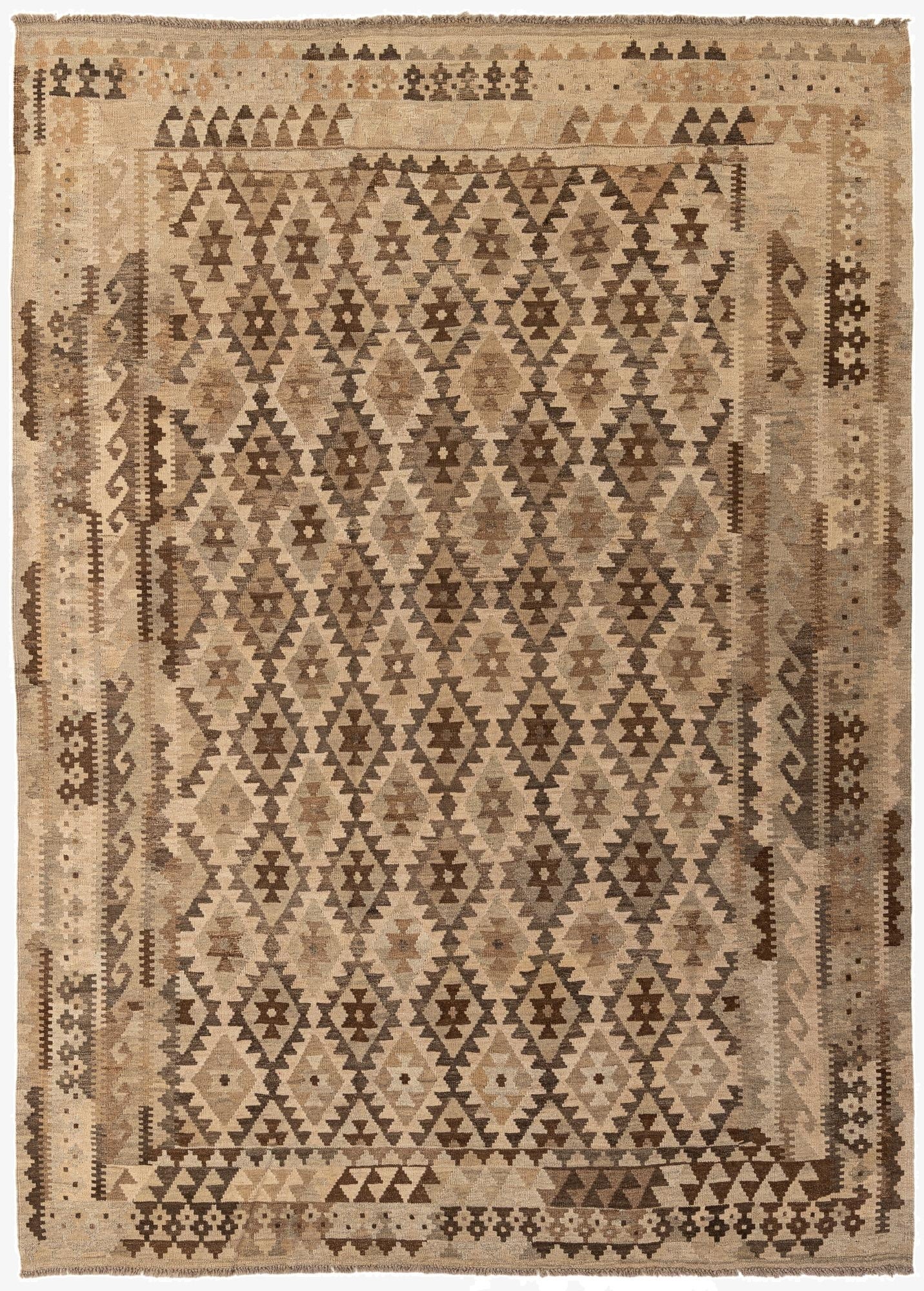 6' 11 x 9' 6  Hand Woven Kilim Maymana Wool Rug