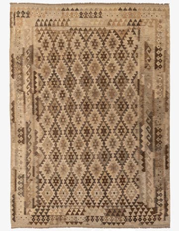 6' 11 x 9' 6 Hand Woven Kilim Maymana Wool Rug