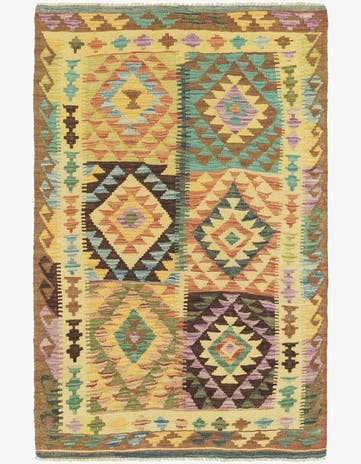 3' 3 x 5' Hand Woven Kilim Maymana Wool Rug