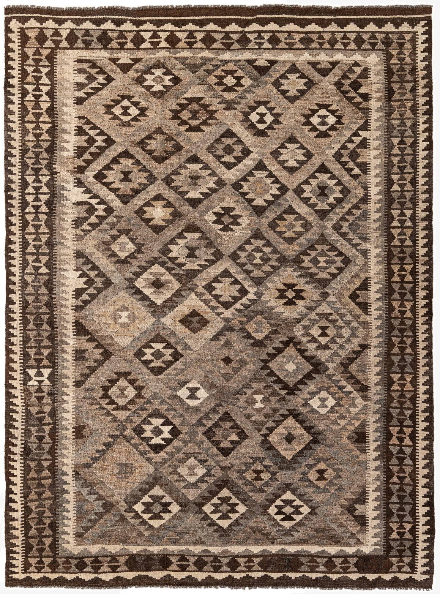 6' 8 x 9'  Hand Woven Kilim Maymana Wool Rug