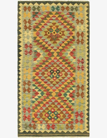 3' 1 x 6' 4 Hand Woven Kilim Maymana Wool Rug