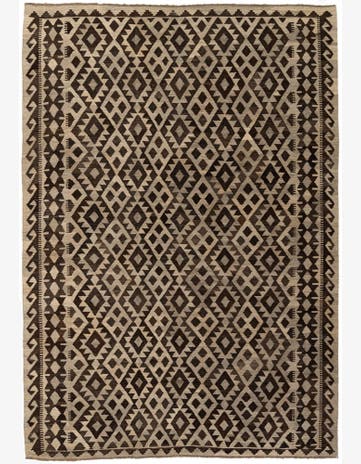 6' 10 x 9' 7 Hand Woven Kilim Maymana Wool Rug