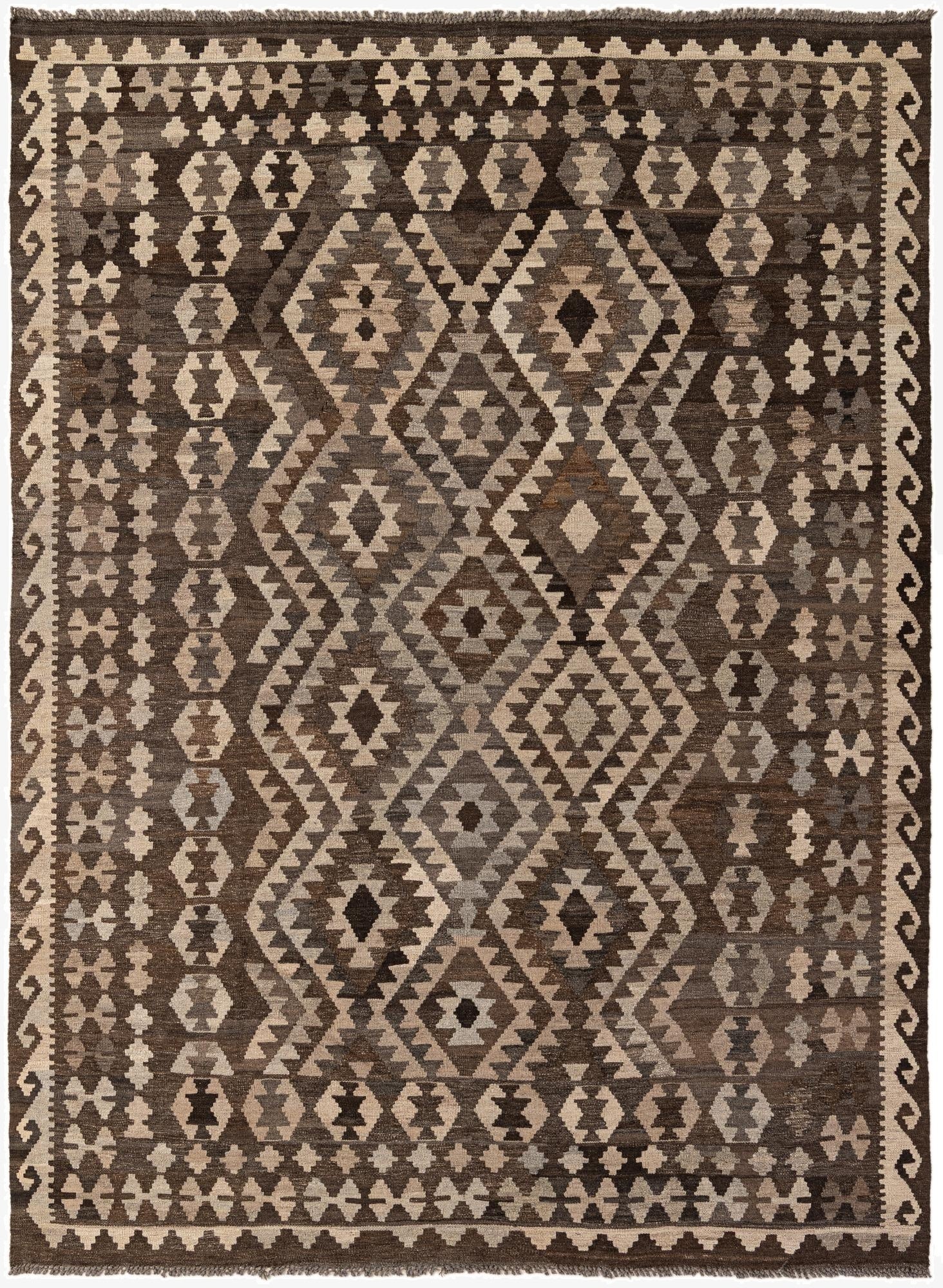 6' 10 x 9' 5  Hand Woven Kilim Maymana Wool Rug