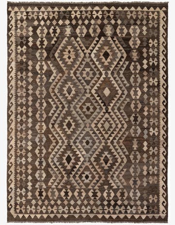 6' 10 x 9' 5 Hand Woven Kilim Maymana Wool Rug