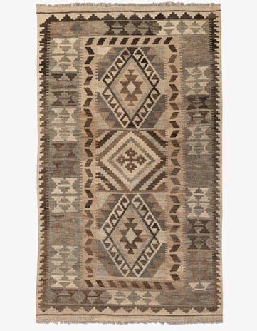 3' 11 x 6' 9 Hand Woven Kilim Maymana Wool Rug