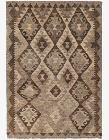 3' 5 x 4' 9 Hand Woven Kilim Maymana Wool Rug