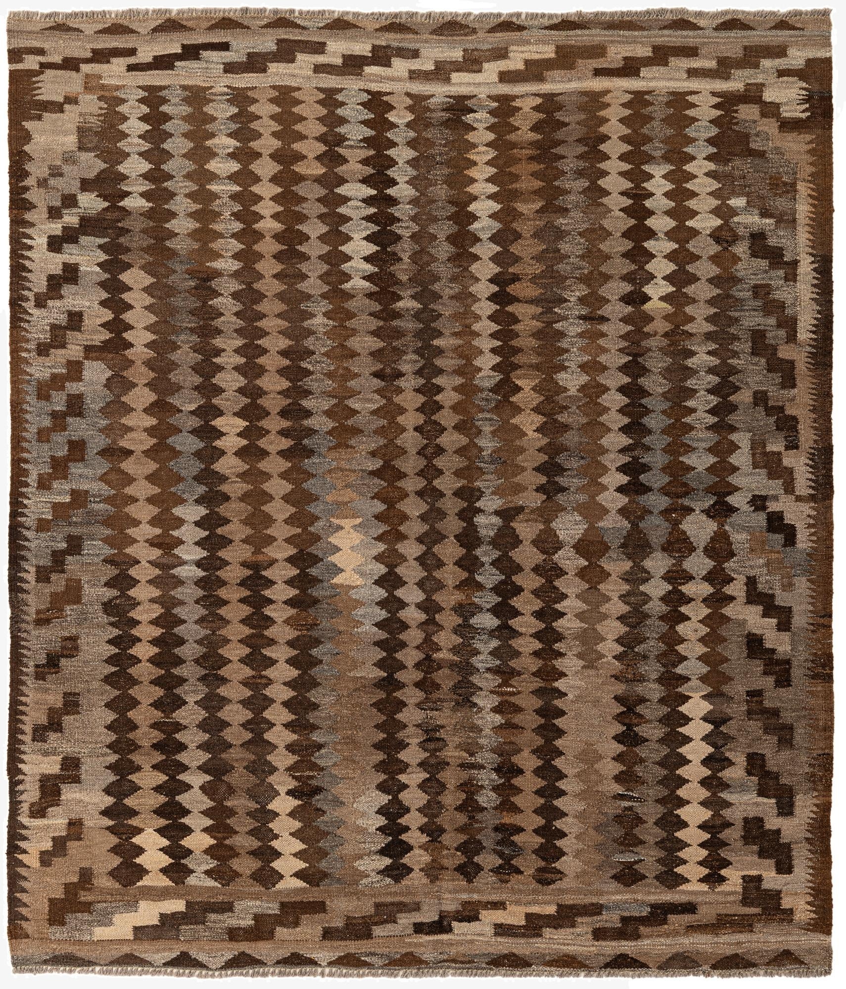 5' 4 x 5' 11  Hand Woven Kilim Maymana Wool Rug