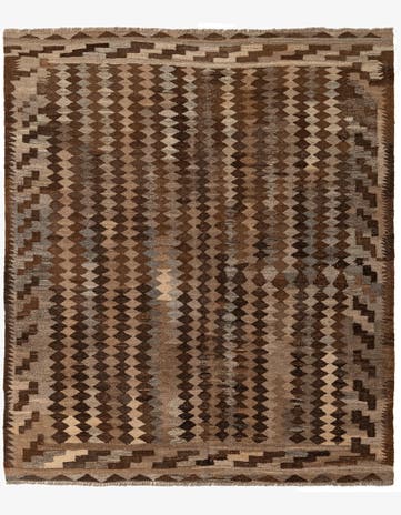 5' 4 x 5' 11 Hand Woven Kilim Maymana Wool Rug