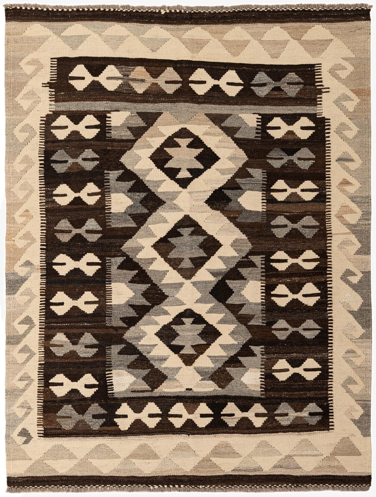 5' x 6' 7  Hand Woven Kilim Maymana Wool Rug