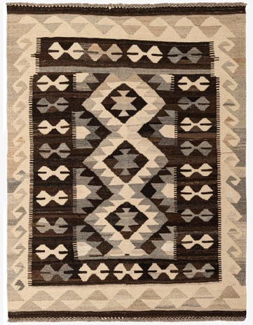 5' x 6' 7 Hand Woven Kilim Maymana Wool Rug