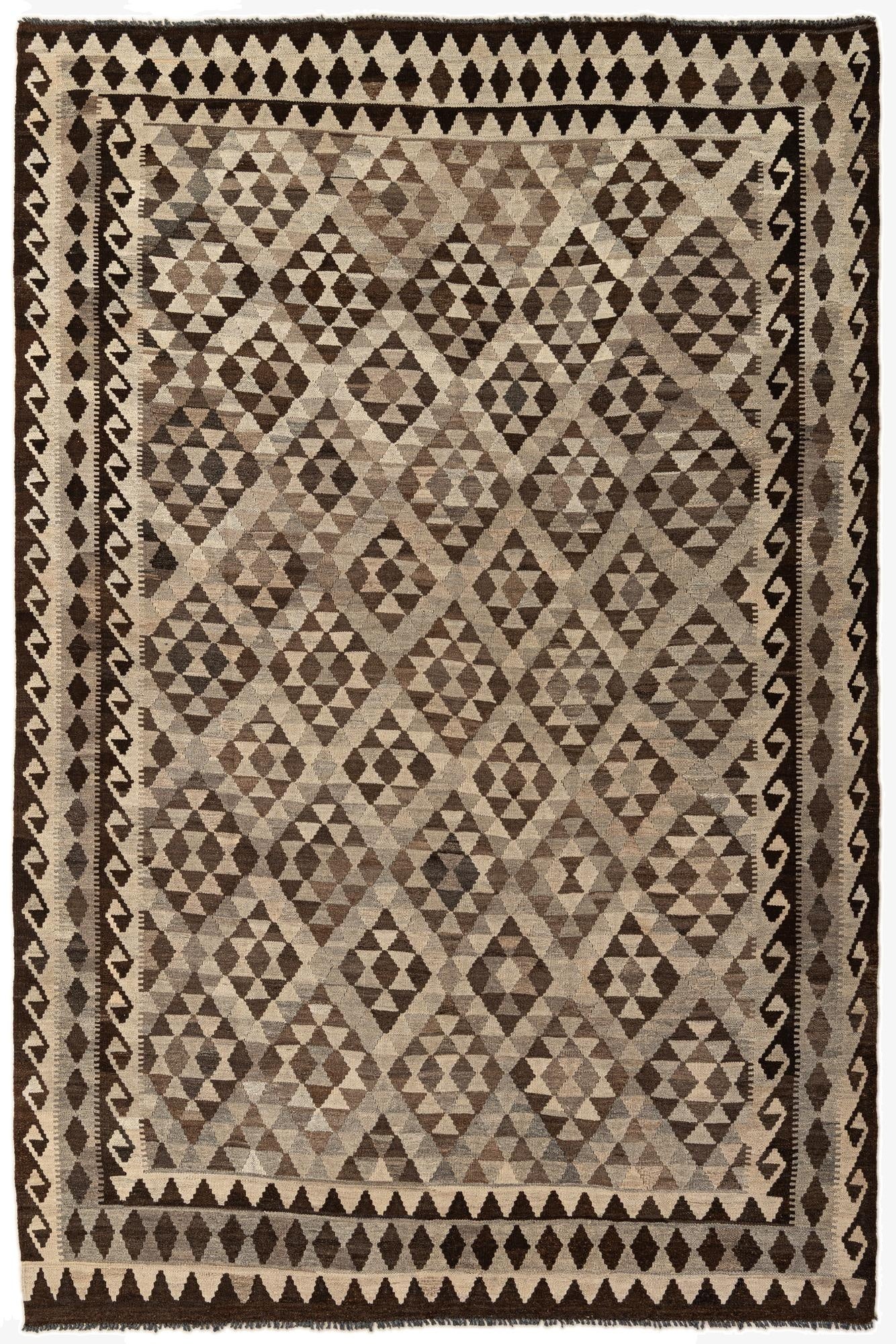 7' x 10' 2  Hand Woven Kilim Maymana Wool Rug