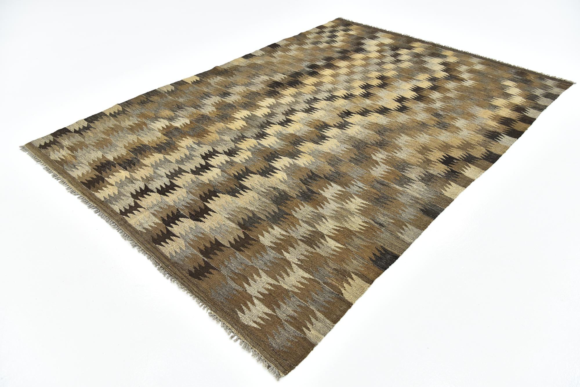 5' 8 x 8' 2 Hand Woven Kilim Modern Wool Rug