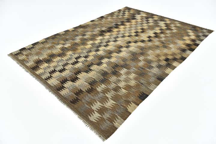 5' 8 x 8' 2 Hand Woven Kilim Modern Wool Rug