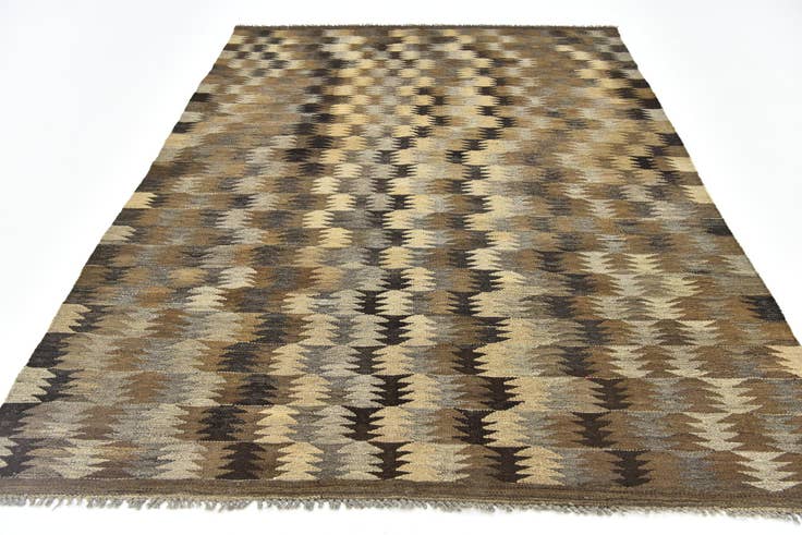 Detail image of 5' 8 x 8' 2 Hand Woven Kilim Modern Wool Rug