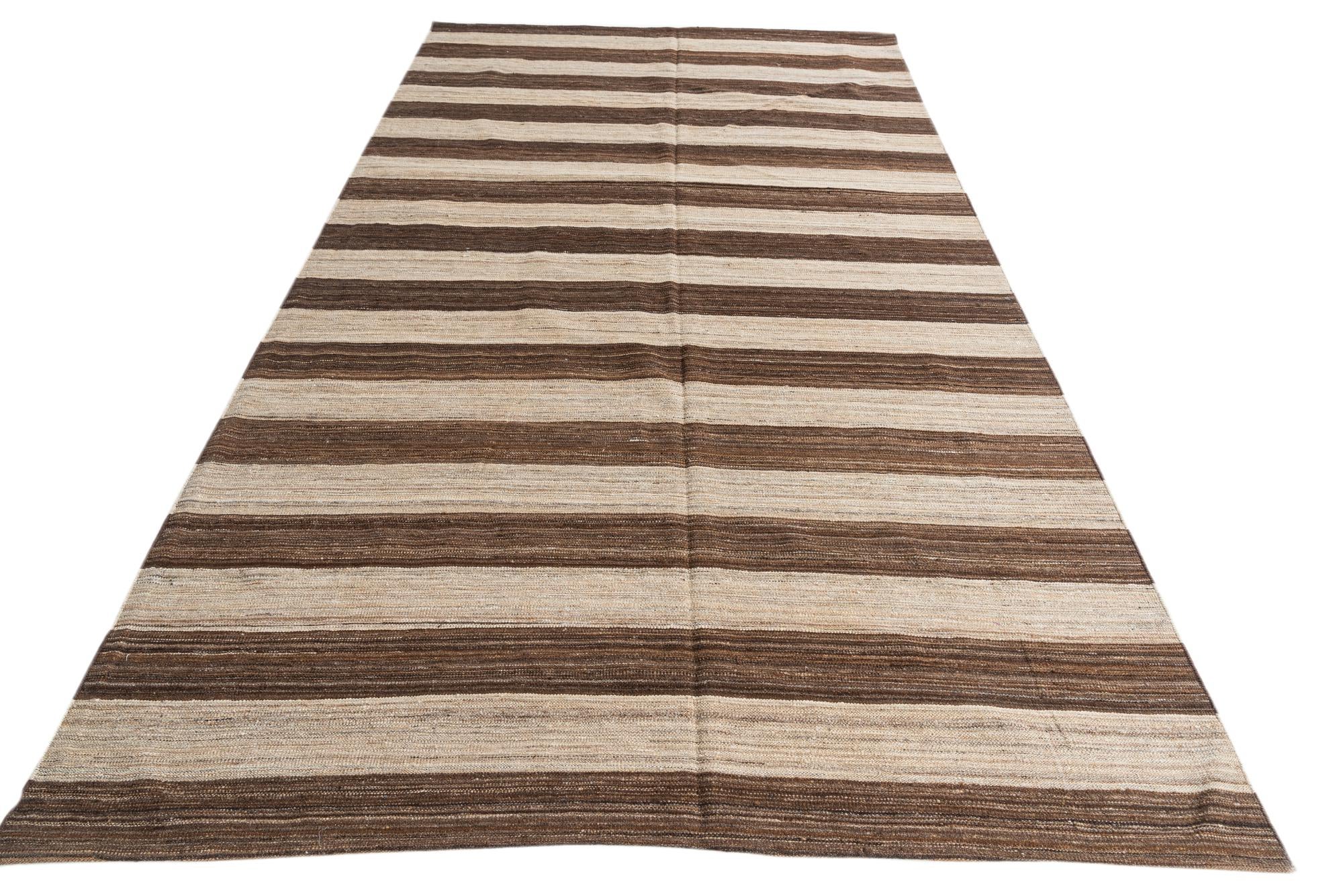 6' 8 x 11' 9 Hand Woven Kilim Modern Wool Rug