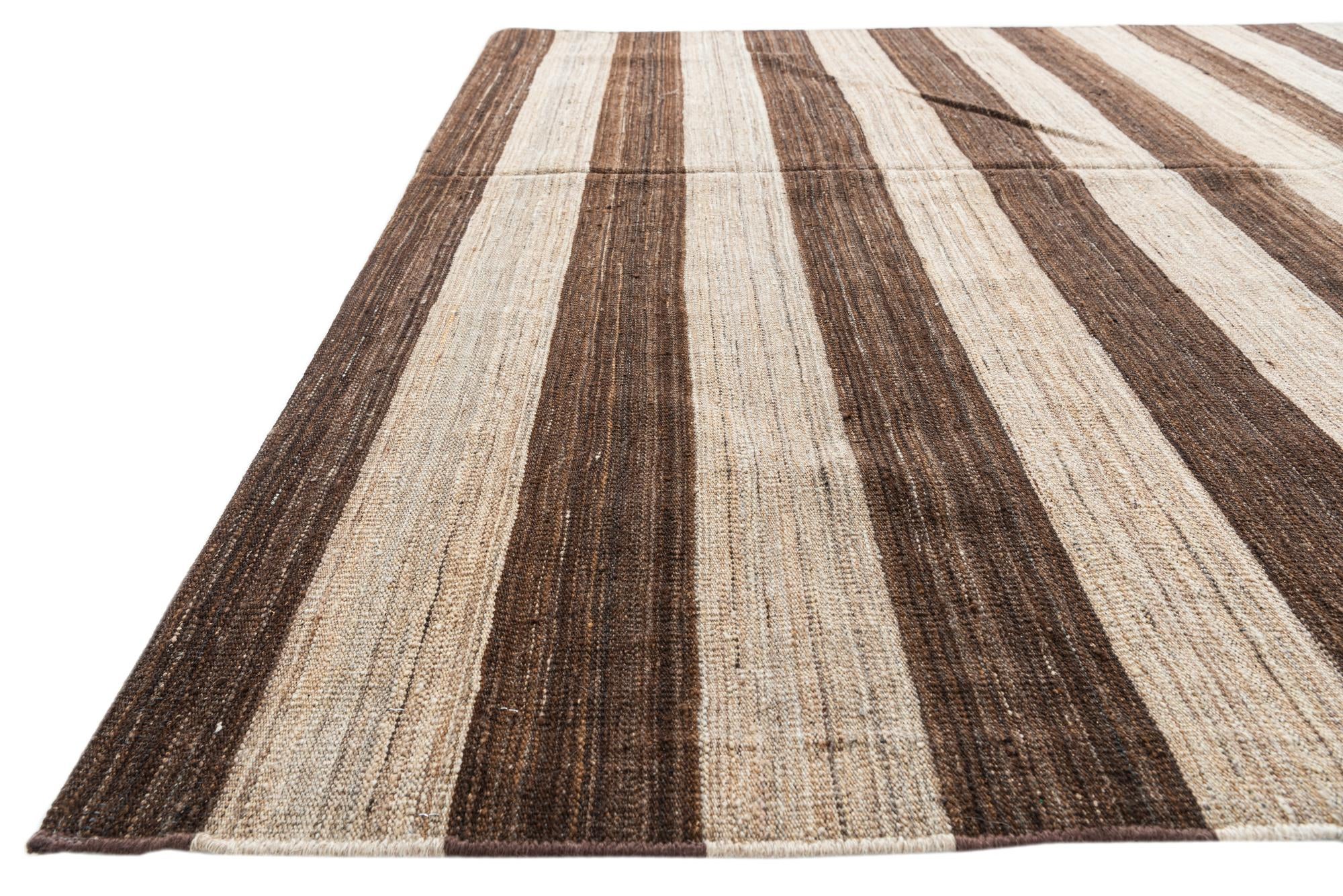 6' 8 x 11' 9 Hand Woven Kilim Modern Wool Rug