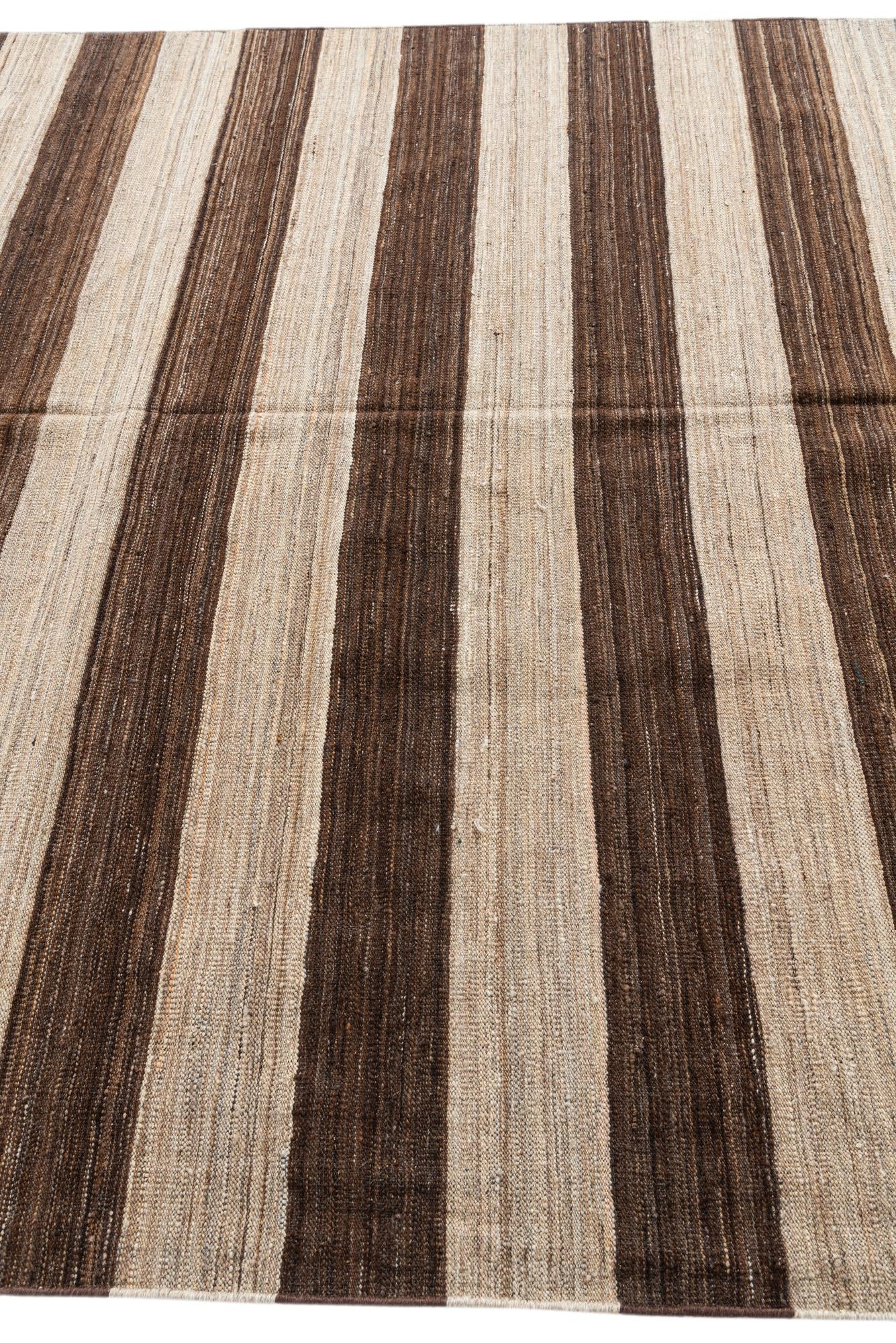 6' 8 x 11' 9 Hand Woven Kilim Modern Wool Rug