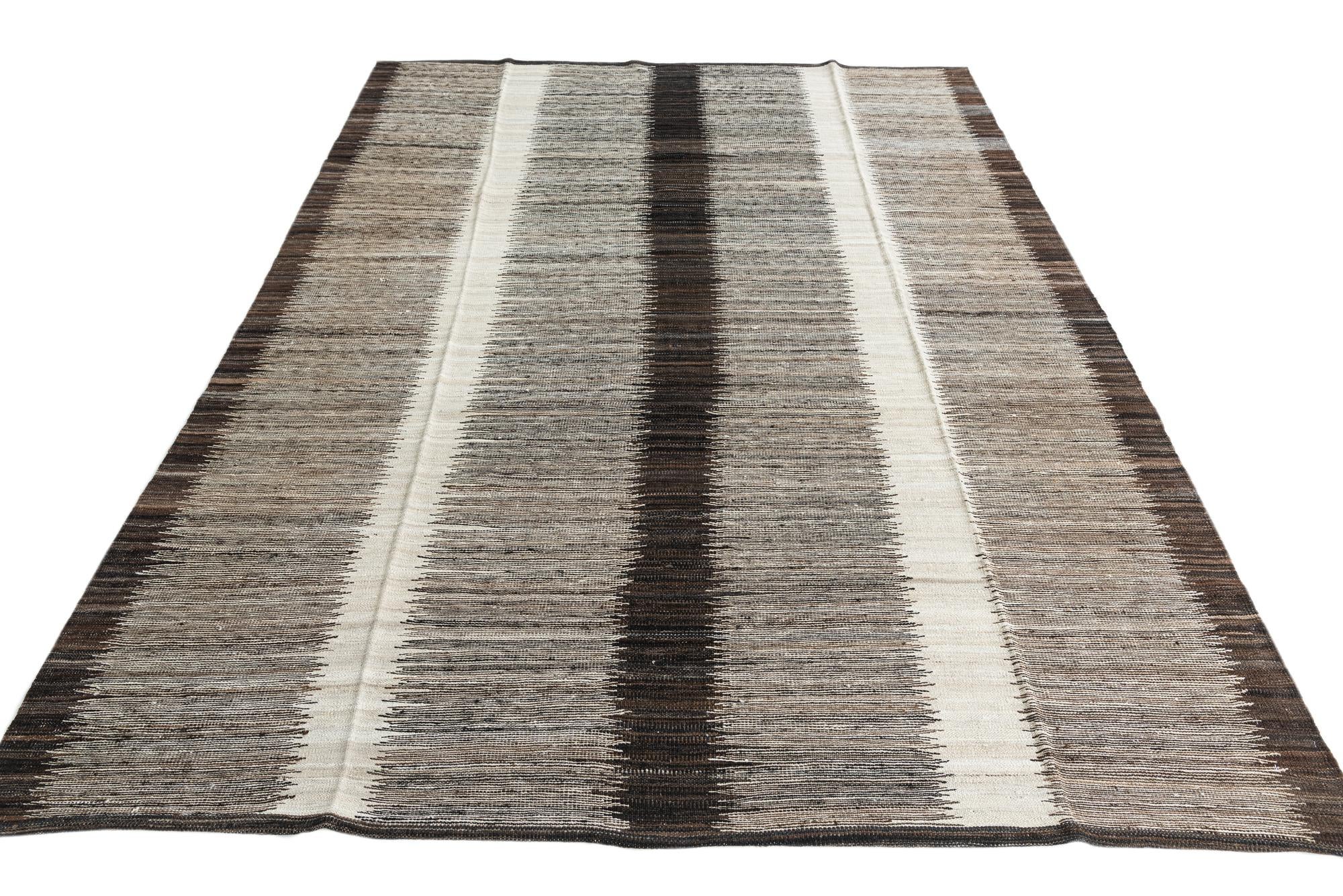 6' 10 x 9' 3 Hand Woven Kilim Modern Wool Rug